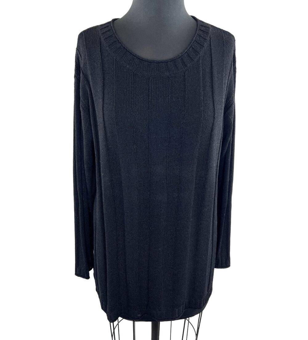 VINTAGE Margaret O'Leary Black Wool Long Sleeve Knitted Pullover Sweater M L VTG
